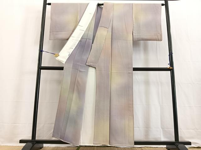 平和屋着物▽染色作家　斉藤三才　小紋　単衣　霞文　暈し染め　正絹　逸品　BAAW2197yc