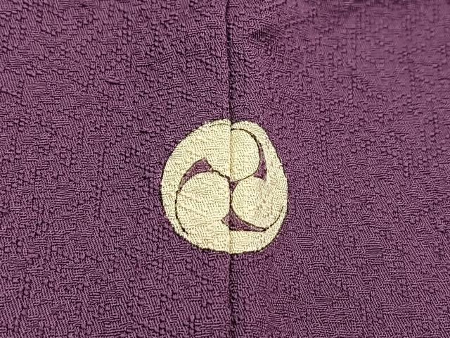 平和屋着物▽上質な色無地 単衣 紋意匠 古代紫色 正絹 逸品 BAAW2199yc