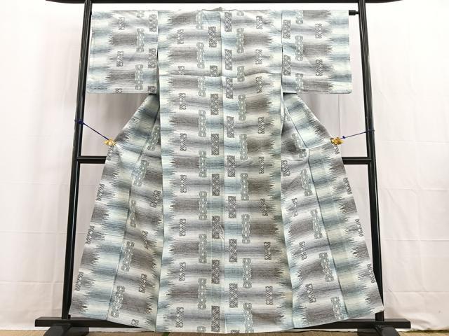 平和屋着物▽上質な紬　単衣　吉祥短冊花文　正絹　逸品　BAAW2200yc