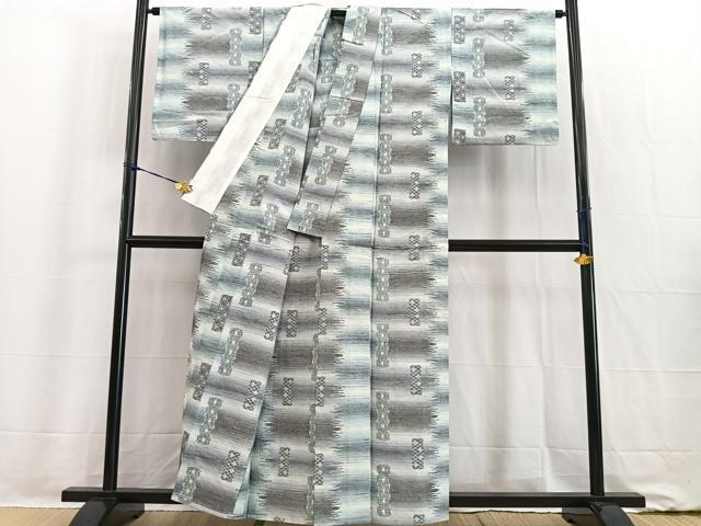 平和屋着物▽上質な紬　単衣　吉祥短冊花文　正絹　逸品　BAAW2200yc