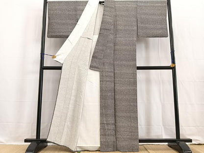 平和屋着物▽上質な小紋　単衣　霞文　正絹　逸品　BAAW2204yc