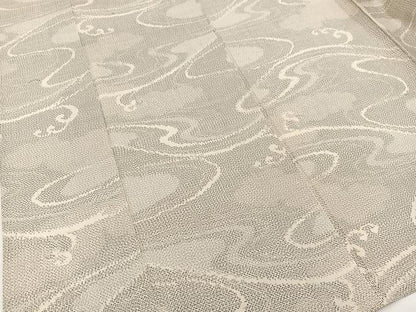 平和屋着物▽上質な紬 単衣 立波文 正絹 逸品 BAAW2208yc
