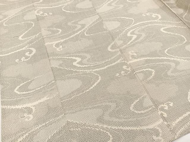 平和屋着物▽上質な紬 単衣 立波文 正絹 逸品 BAAW2208yc