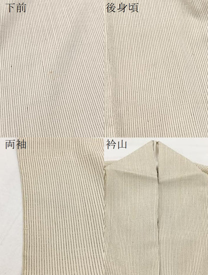 平和屋着物▽上質な紬 単衣 縞 正絹 逸品 BAAW2210yc