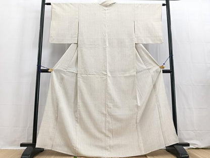 平和屋着物▽上質な紬 単衣 縞 正絹 逸品 BAAW2210yc