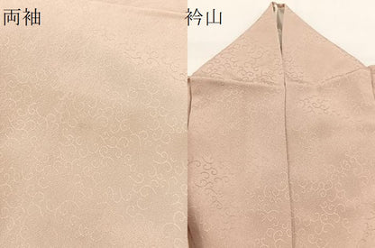 平和屋着物▽上質な色無地 単衣 作家物 花唐草地紋 灰桜色 正絹 逸品 BAAW2211yc