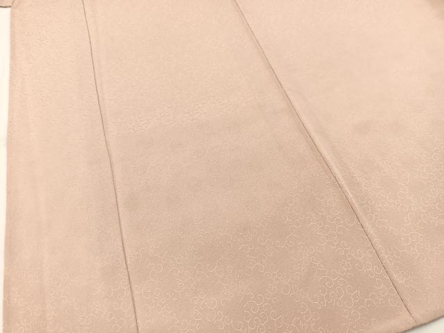 平和屋着物▽上質な色無地 単衣 作家物 花唐草地紋 灰桜色 正絹 逸品 BAAW2211yc