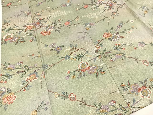 平和屋着物▽上質な小紋 単衣 枝桜文 暈し染め 金彩 正絹 逸品 未使用 BAAW2212yc