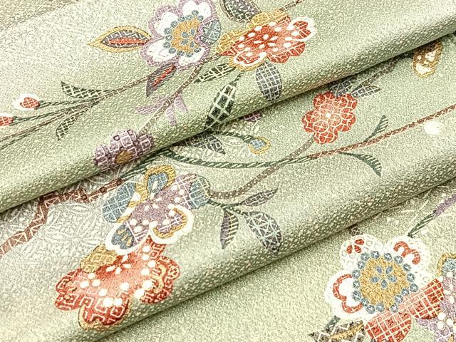 平和屋着物▽上質な小紋 単衣 枝桜文 暈し染め 金彩 正絹 逸品 未使用 BAAW2212yc