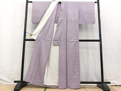平和屋着物▽結城紬 単衣 薄葡萄色 正絹 逸品 BAAW2216yc