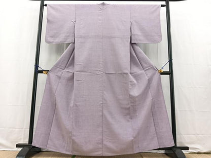 平和屋着物▽結城紬 単衣 薄葡萄色 正絹 逸品 BAAW2216yc