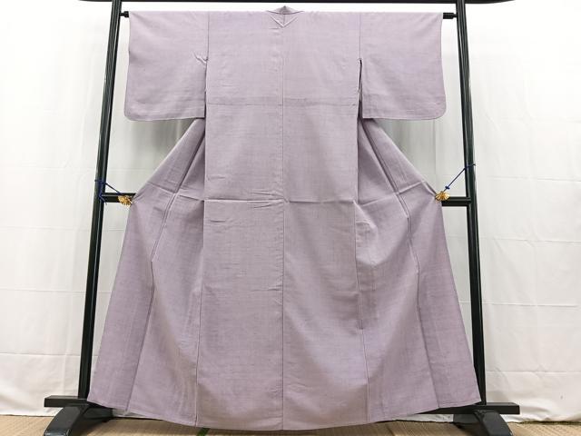 平和屋着物▽結城紬 単衣 薄葡萄色 正絹 逸品 BAAW2216yc