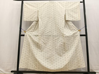 平和屋着物▽上質な紬 単衣 麻の葉文様 正絹 逸品 未使用 BAAW2219yc