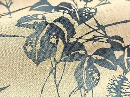 平和屋着物＊夏物　生紬　型染め　彩巧草木染　草花文　反端付き　正絹　逸品　BAAW2222yc