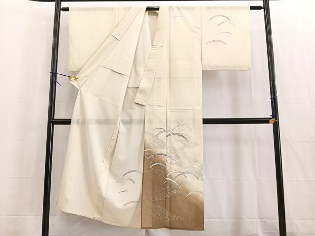 平和屋着物＊夏物 訪問着 絽 雪輪芝草文 鬼しぼ縮緬 正絹 逸品 BAAW2223yc