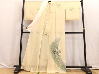 平和屋着物＊夏物 訪問着 絽 手描き 草花文 暈し染め 正絹 逸品 BAAW2224yc