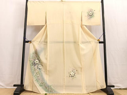 平和屋着物＊夏物 訪問着 絽 手描き 草花文 暈し染め 正絹 逸品 BAAW2224yc