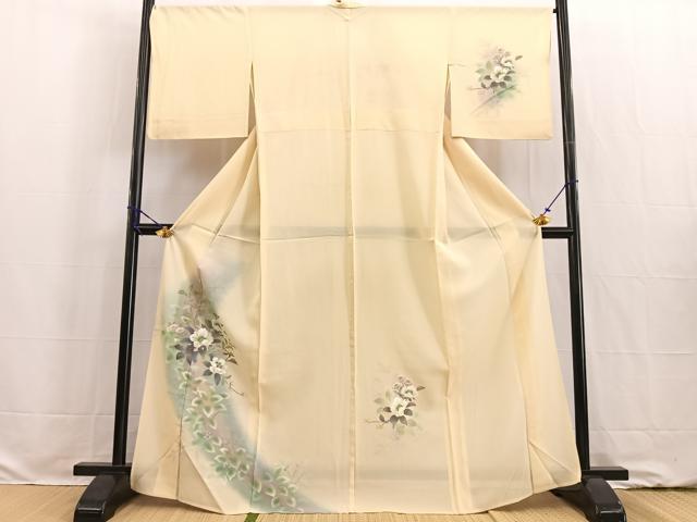 平和屋着物＊夏物 訪問着 絽 手描き 草花文 暈し染め 正絹 逸品 BAAW2224yc