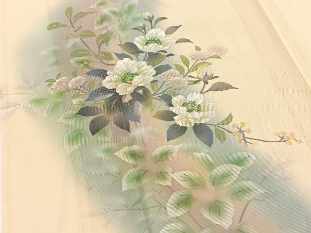 平和屋着物＊夏物 訪問着 絽 手描き 草花文 暈し染め 正絹 逸品 BAAW2224yc