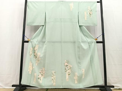 平和屋着物＊夏物 訪問着 絽 銀駒刺繍 短冊花文 銀彩 正絹 逸品 BAAW2234yc