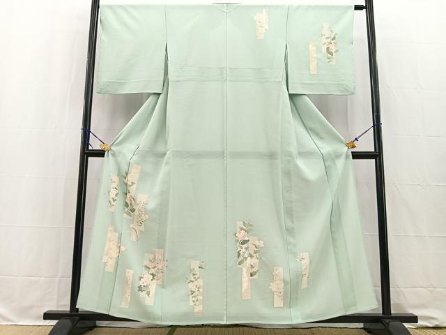 平和屋着物＊夏物 訪問着 絽 銀駒刺繍 短冊花文 銀彩 正絹 逸品 BAAW2234yc