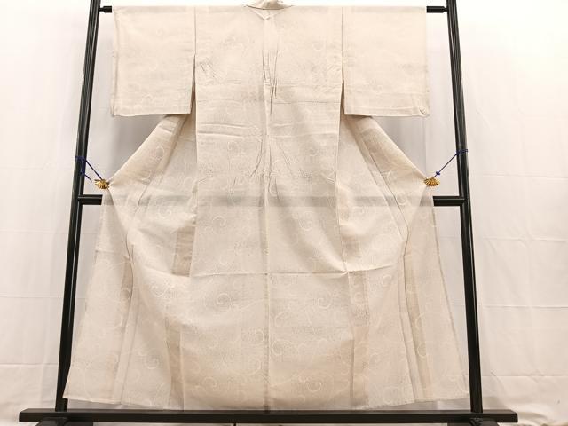 平和屋着物＊夏物 本場大島紬 夏大島 白大島 9マルキ 唐草文 正絹 逸品 未使用 BAAW2235yc