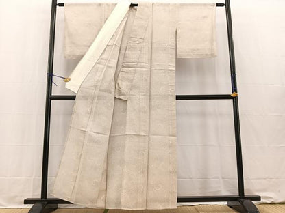 平和屋着物＊夏物 本場大島紬 夏大島 白大島 9マルキ 唐草文 正絹 逸品 未使用 BAAW2235yc