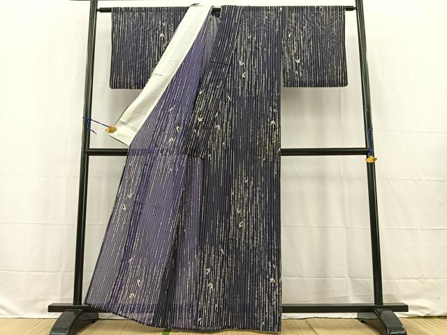 平和屋着物＊夏物　小紋　絽　笹竹文　正絹　逸品　BAAW2237yc