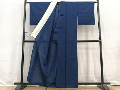 平和屋着物＊夏物　色無地　草花紋紗　鉄紺色　正絹　逸品　未使用　BAAW2239yc