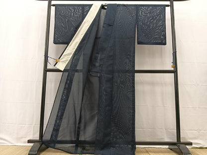 平和屋着物＊夏物 色無地 絽 藍鉄色 正絹 逸品 BAAW2243yc