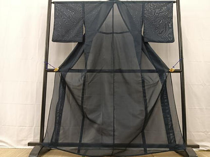 平和屋着物＊夏物 色無地 絽 藍鉄色 正絹 逸品 BAAW2243yc