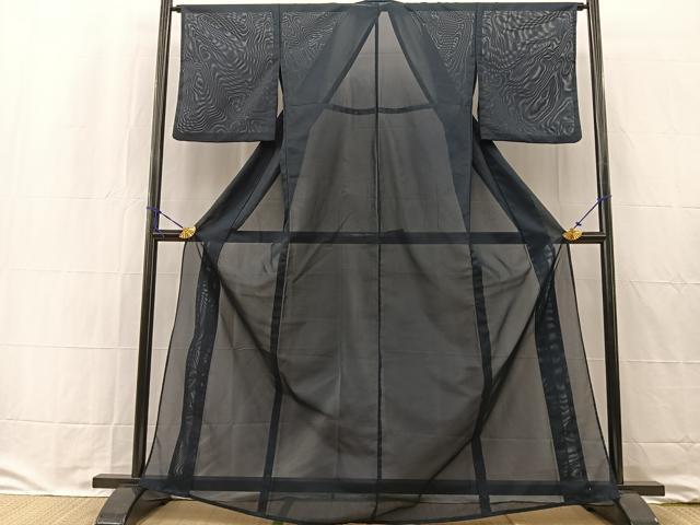 平和屋着物＊夏物 色無地 絽 藍鉄色 正絹 逸品 BAAW2243yc