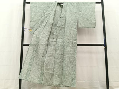 平和屋着物＊夏物　小千谷ちぢみ　笹竹文　麻　逸品　BAAW2244yc