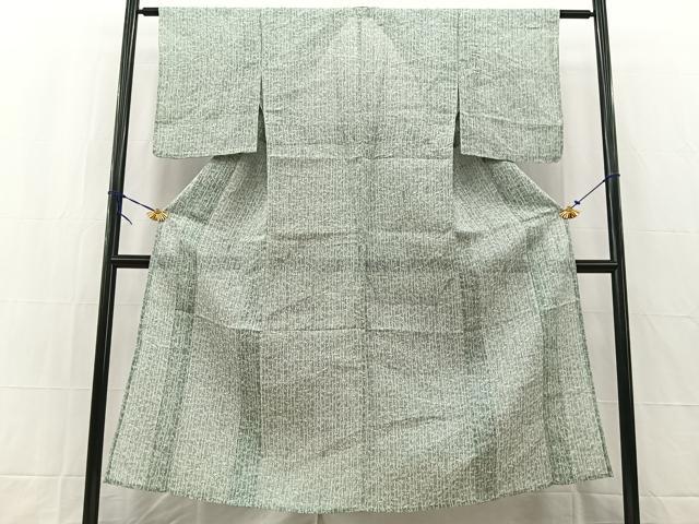 平和屋着物＊夏物　小千谷ちぢみ　笹竹文　麻　逸品　BAAW2244yc