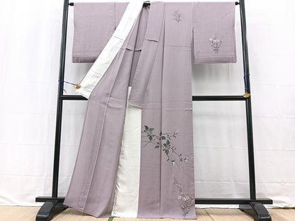 平和屋着物＊夏物 訪問着 絽 手描き 草花文 金彩 正絹 逸品 BAAW2246yc