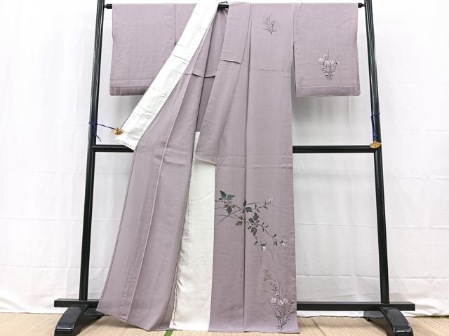 平和屋着物＊夏物 訪問着 絽 手描き 草花文 金彩 正絹 逸品 BAAW2246yc