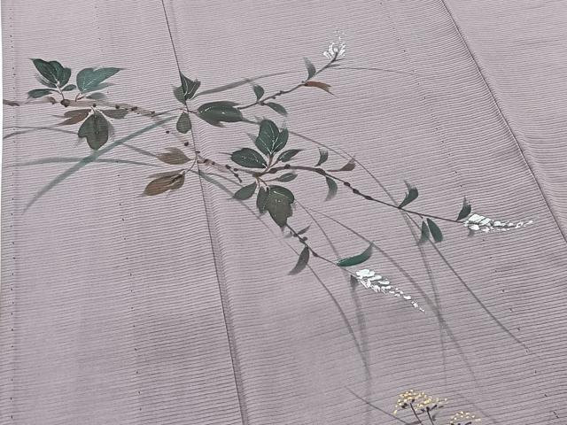 平和屋着物＊夏物 訪問着 絽 手描き 草花文 金彩 正絹 逸品 BAAW2246yc