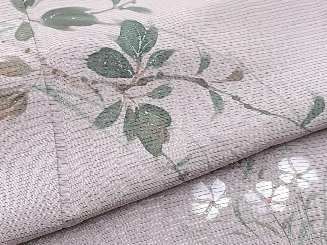 平和屋着物＊夏物 訪問着 絽 手描き 草花文 金彩 正絹 逸品 BAAW2246yc