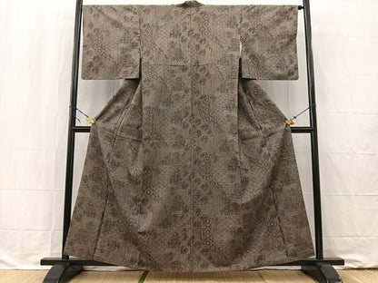平和屋着物■上質な紬　向かい動物花文　正絹　逸品　BAAW2247yc