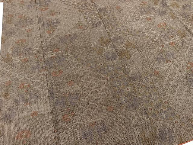 平和屋着物■上質な紬　向かい動物花文　正絹　逸品　BAAW2247yc