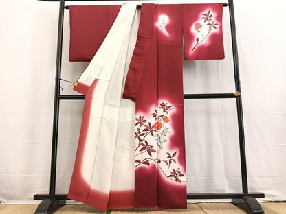 平和屋着物■訪問着 手描き 草花文 暈し染め 正絹 逸品 BAAW2264yc