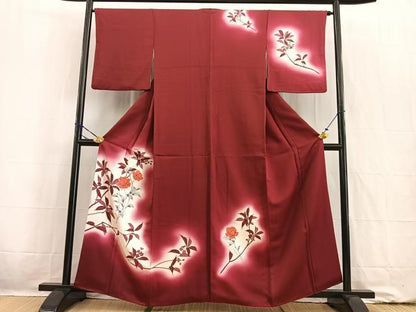 平和屋着物■訪問着 手描き 草花文 暈し染め 正絹 逸品 BAAW2264yc