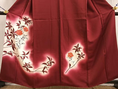 平和屋着物■訪問着 手描き 草花文 暈し染め 正絹 逸品 BAAW2264yc