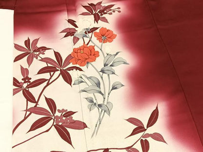 平和屋着物■訪問着 手描き 草花文 暈し染め 正絹 逸品 BAAW2264yc