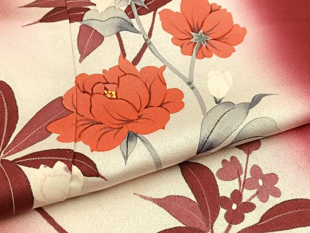 平和屋着物■訪問着 手描き 草花文 暈し染め 正絹 逸品 BAAW2264yc