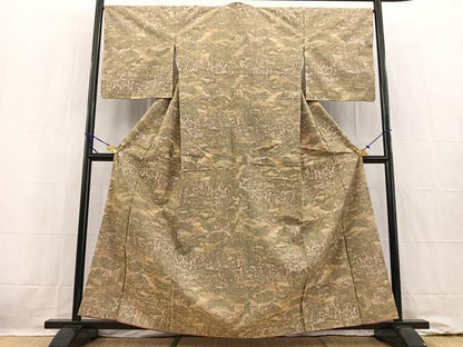 平和屋着物■上質な紬 重ね山風景文 正絹 逸品 BAAW2265yc
