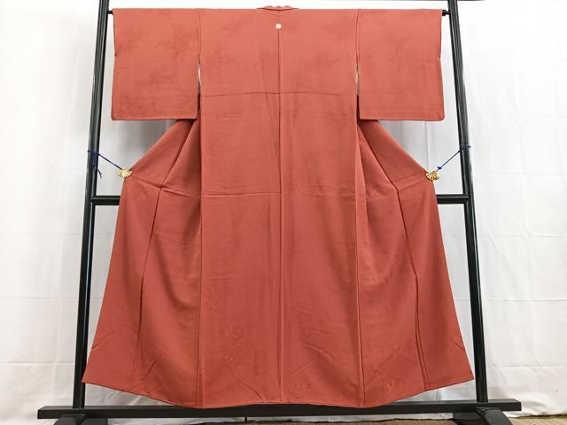 平和屋着物■上質な色無地 楓地文 赤丹色 正絹 逸品 BAAW2269yc