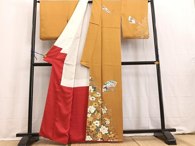 平和屋着物■訪問着 扇面花文 金銀彩 正絹 逸品 BAAW2271yc