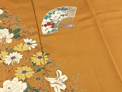 平和屋着物■訪問着 扇面花文 金銀彩 正絹 逸品 BAAW2271yc