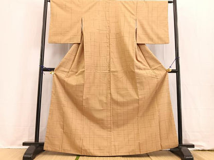 平和屋着物■上質な紬 格子柄 正絹 逸品 BAAW2272yc